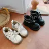 Botas Martin Femininas com Laço 2026 Novo Inverno Infantil Forradas com Fleece Quentes Antiderrapantes Tamanho Médio Zíper Lateral Botas Curtas de Algodão