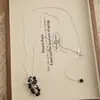 Pingente de uva natural em pedra olho de tigre e pérola, mesmo estilo de blogueira, colar longo ajustável, corrente para suéter para mulheres