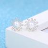Pendientes Distintivos Pastorales Dulces de Flor Margarita Perla de Agua Dulce Joyería de Oreja Plateada Moda Coreana Diosa Crisantemo