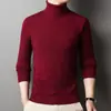 Suéter de comercio exterior, nuevo suéter de punto fino de cuello alto liso para otoño e invierno para hombre, camiseta básica de punto de manga larga para hombre