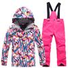 Nuevo traje de esquí para niños, conjunto de dos piezas de esquí cálido y grueso para exteriores para niños y niñas
