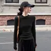 Top Térmico Gris para Mujer, Ropa Interior Otoño/Invierno, Se Puede Usar Como Prenda Exterior, Nuevo Estilo Suéter de Punto con Cuello Semi-Alto