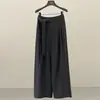 Calça Casual de Pernas Largas Branca Fone para Mulheres, Primavera e Verão, Cintura Alta, Caimento Fluido, Emagrecimento, Cintura com Amarração, Perna Reta 59222