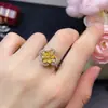 Anel Tesouro Amarelo Azul Natural Gema Grau 5A Tamanho 3*4mm Prata S925 Cravação Seiko Prata Pesada Europa e América