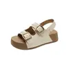 Sandalias de verano para mujer para exteriores, estilo nuevo, versátiles con faldas, adecuadas para ir al trabajo, zapatos romanos deportivos de playa con suela gruesa estilo francés