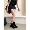 Botas Cortas de Gamuza de Tacón Alto con Punta para Mujer 2025 Nuevas Botas Individuales de Primavera y Otoño Botines Marrones de Aguja