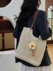 Bolsa tejida casual de gran capacidad para un solo hombro Nueva bolsa tote de malla hueca Bolsa de playa para vacaciones junto al mar Bolsa para mujer