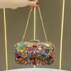 Bolso de mano vintage de alta gama nuevo con asa de cadena, bolso de mano para mujer, bolso de noche de lujo con adornos de diamantes para damas