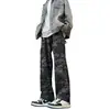 Calças camufladas verde militar para homens, calças de trabalho justas para primavera e outono, jeans retos ligeiramente flare de alta rua americana