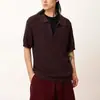 2026 Nuevo Verano Estilo Delgado Estilo Británico para Hombre Negocios Hueco Cuello en V Camiseta de Punto Manga Corta Camisa Polo para Hombre