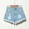 Shorts de mezclilla holgados de cintura alta estilo coreano para mujer, de verano, talla grande, rotos, adelgazantes, deshilachados, de pierna ancha, línea A, hot pants para mujer