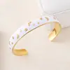 Europa y Estados Unidos transfronterizo nuevo acero inoxidable gota de aceite pintado al óleo pulsera abierta exagerada para mujer chapado en oro de 18K pulsera venta al por mayor