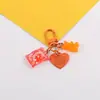 Llavero de Oso de Caramelo Transparente con Corazón de Colores Colgante DIY para Mochila Escolar de Estudiante Cadena para Teléfono Móvil Accesorios de Colgante Joyería