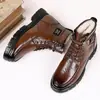 Zapatos de Hombre Invierno Lana Cálidos Zapatos de Algodón Ropa de Trabajo para Hombre Casual Antideslizantes Impermeables Piel Suave Zapatos de Piel de Algodón Zapatos de Caña Alta Botas Martins