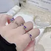 Anillo Abierto de Diamantes Morados Dulce Fresco Romántico para Mejor Amiga con Capas Femenino Elegante Estilo Ins Fresco Anillo Simple y Exquisito