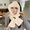 Conjunto de Gorro de Felpa y Bufanda de Invierno con Cachorro Lindo para Mujer Ciclismo Cortavientos Protección para los Oídos Bufanda para el Cuello Engrosada para Prevenir el Frío y Heattech en Otoño