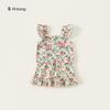 Ropa para Niños Yubao Moda Traje para Niños Verano Niña Manga Volante Floral Sin Mangas Top Falda de Encaje Conjunto de Dos Piezas