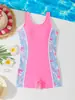 2026 Nuevo Modelo Aliexpress Estilo Europeo y Americano Traje de Baño de una Pieza sin Mangas Estampado para Niñas Jóvenes, Adecuado para Aguas Termales y Playa Traje de Baño Infantil