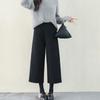 Pantalones anchos de lana de estilo coreano para otoño e invierno, pantalones casuales para estudiantes, pantalones femeninos de cintura alta, sueltos y adelgazantes.