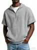 Sudadera con capucha para hombre de estilo gofre, nueva de verano, para comercio exterior transfronterizo, informal, de manga corta, estilo europeo y americano, con cremallera, top pullover