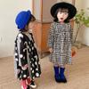 Estação Europeia Vestido de Menina Moderno com Estampa de Bolinhas Redondas Grandes Algodão Penteado Manga Longa Bebê Estilo Coreano Vestido Estilo Estrangeiro Roupa Infantil