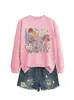 Amazon eBay site independente moda casual elegante feminina vermelho, amarelo, branco, roxo floral outono e inverno moletom