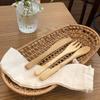 Fábrica de venda transfronteiriça de bambu talheres portátil terno bambu faca bambu garfo bambu colher bambu pano saco l bambu talheres terno atacado