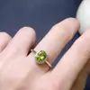 Anillo de Peridoto Natural Plata de Ley 925 Chapado en Oro Rosa Tamaño de la Piedra Principal 6*8mm Natural Admite Pruebas