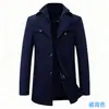 Roupas de Lã Europeias e Americanas, Roupas Casuais de Lã Cashmere de Cor Pura para Homens, Não Amassam, Golas para Meia-Idade e Idosos