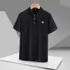 Camisa Polo de Verano Fresca Bordada de Tres Hojas para Hombre, Manga Corta, Cuello Campana, Casual de Negocios, Moderna, Transpirable, Ligera, Absorbente de Sudor