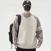 Suéter cárdigan para hombre para primavera y otoño 2026, marca de moda, cuello alto, chaqueta de punto color block, ropa de lana casual para hombre, ropa de invierno