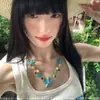 Collar de Abalorios de Estrella de Mar Azul para Mujer, Cadena para Clavícula Estilo Resort de Verano en la Costa, Accesorio Dulce y Versátil que Realza la Atmósfera