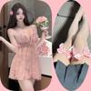 Roupa Íntima Sexy Desejo Puro Gancho Aberto Não Precisa Tirar Laço Pérola Suspensório Camisola Transparente Desejo Puro Renda Borboleta Conjunto