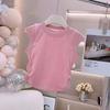 Camiseta Infantil de Verão Sem Mangas Nova Laço Meninas Regata Fina Top Versátil Estiloso