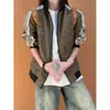 Chaqueta Retro Americana Estampado Integral Cuello Alto para Hombre Primavera Otoño Nuevo Bloque de Color Raya Ropa Deportiva Holgada Casual Fresca Moderna