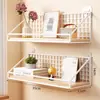 Prateleira de parede sem furos, perfeita para quartos de estudantes, armazenamento de cabeceira e organização de dormitórios; cesta de parede, prateleira de armazenamento para quarto