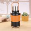 ¡Guau! Tetera portátil de acero inoxidable de doble capa personalizada con cubierta de cuero, taza con aislamiento al vacío, botella de agua deportiva para viajes de gran capacidad