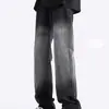 Jeans de Pierna Recta para Hombre Otoño Nuevo Estilo Americano Sueltos Casuales Pantalones de Pierna Ancha Estilo Hong Kong Tallas Grandes Bloque de Color Marca de Moda Pantalones Largos