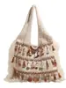 Bolso de Punto Estilo Étnico Transfronterizo para Mujer, Gran Capacidad, Nuevo 2026 Otoño e Invierno Versátil con Borlas para Hombro, Bolso Tote de Estudiante