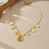 Collar Colgante de Moda Transfronteriza Elegante Cuerda Trenzada Nudada DIY Flor Corazón Cuadrado Rueda Solar Chapado en Oro