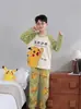 Pijama Novo de Gola Redonda para Meninos Primavera e Outono Pijama Infantil Cartoon Conjunto de Pijama com Calça de Manga Longa para Meninos