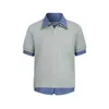 Camiseta Polo Xadrez de Manga Curta Falsa de Duas Peças Altamente Estilosa para Mulheres e Homens, Estilo College de Verão, Camiseta Versátil Casual Solta de Manga Três Quartos