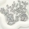 Cuentas de acrílico con letras del alfabeto inglés cuadradas plata antigua DIY pulsera de cuentas hecha a mano collar accesorios de joyería material