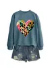 Amazon eBay Estación Independiente Moda Casual Versátil para Mujer Corazón Colorido Estampado de Leopardo Puntos Negros Cuello Redondo Otoño Invierno Sudadera con Capucha