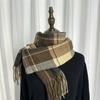 Cachecol Xadrez Vintage Feminino Outono e Inverno High-end Estilo Coreano Moda Xale Estudante Japonês Cachecol de Cashmere com Franjas Dupla Face