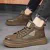 Otoño 2024 Nuevas Botas Martin de Caña Alta para Hombre de Moda Combinan con Todo Suela Gruesa Casual de Cuero Calzado de Trabajo Zapatillas de Skate Calzado de Seguridad Laboral para Hombre