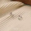 Pendientes de Moda de Plata de Ley 925 con Doble Línea y Perlas Ligeras Pendientes Colgantes Traseros Personalizados en Forma de C para Hombres y Mujeres Pendientes Simples Versátiles de Celebridad de Internet