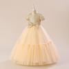 Amazon Europeu e Americano meninas piano performance vestido médio e grande vestido longo infantil lantejoulas lantejoulas malha vestido fofo