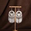 Pendientes Miao Étnicos de Borla Larga Estilo Nuevo, Pendientes Exagerados de Declaración de Moda Estilo Étnico de Plata Miao de Lujo Ligero