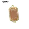 WT-C326 opcional multicolor piedra natural rectángulo circonita adornos conectores colgantes accesorios para joyería DIY